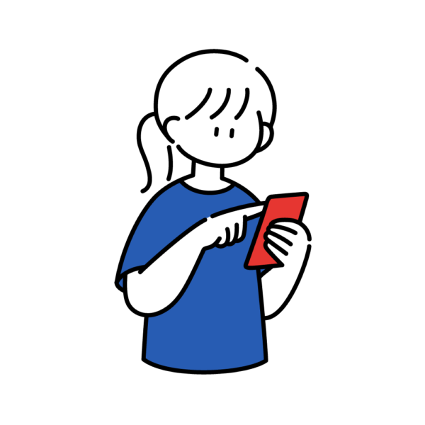 スマホを触る女性のイラスト